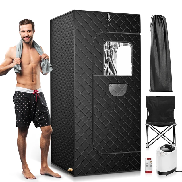 Full Body Home Steam Sauna Set หม้ออบไอน้ําขนาดใหญ่ 2.6 ลิตรหนึ่งคนซาวน่าสปาพร้อมอุณหภูมิเวลารีโมทคอนโทรล Detox Therapy 1