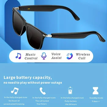 SENBONO Smart Glasses Bluetooth Call Volume Control Music Control Camera Control Built-in Microphone Sunglasses for Men Women