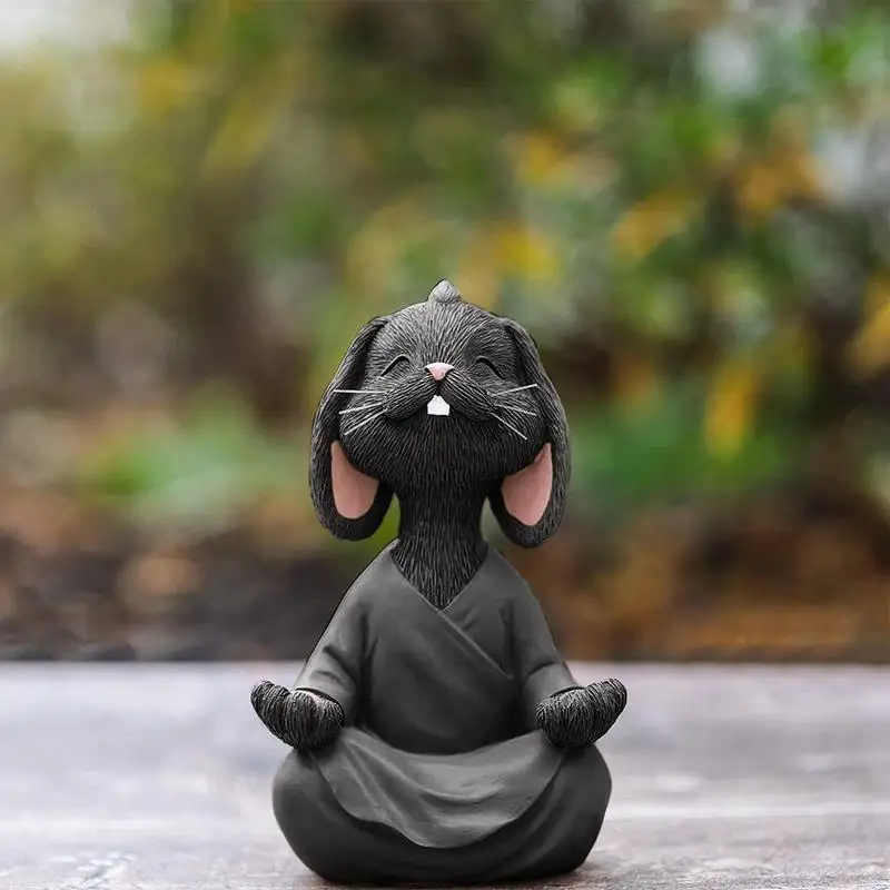 

Yoga Gesture Rabbit Statue Resin Sculpture Ornament Figurine Decor Garden Desktop Zodiac Craft Meditation Zen Animal Decor