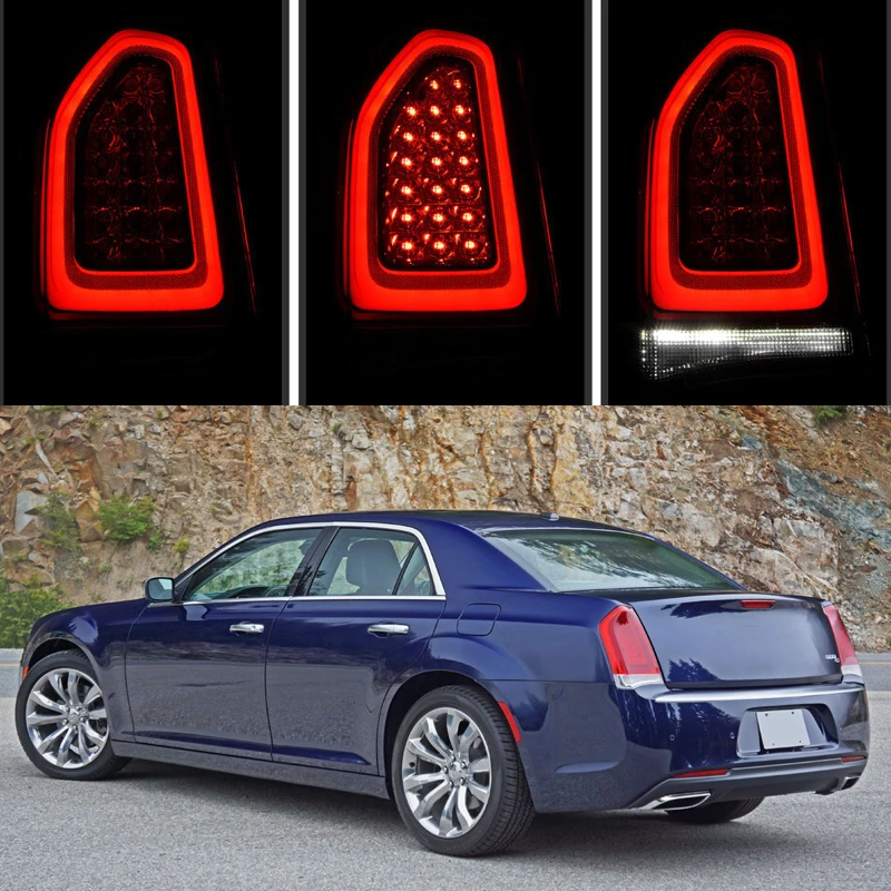 Black Tail Light For Chrysler 300 2015-2023 LED Rear Tail Light