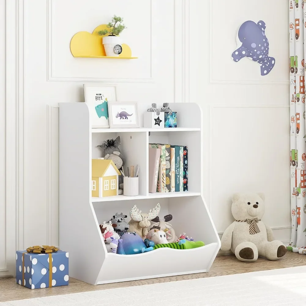 Toy Storage Organizer, 40" Kids Toy Storage Cubby with Bins,Toy Boxes and Storage for Playroom,Bedroom,Nursery School 3