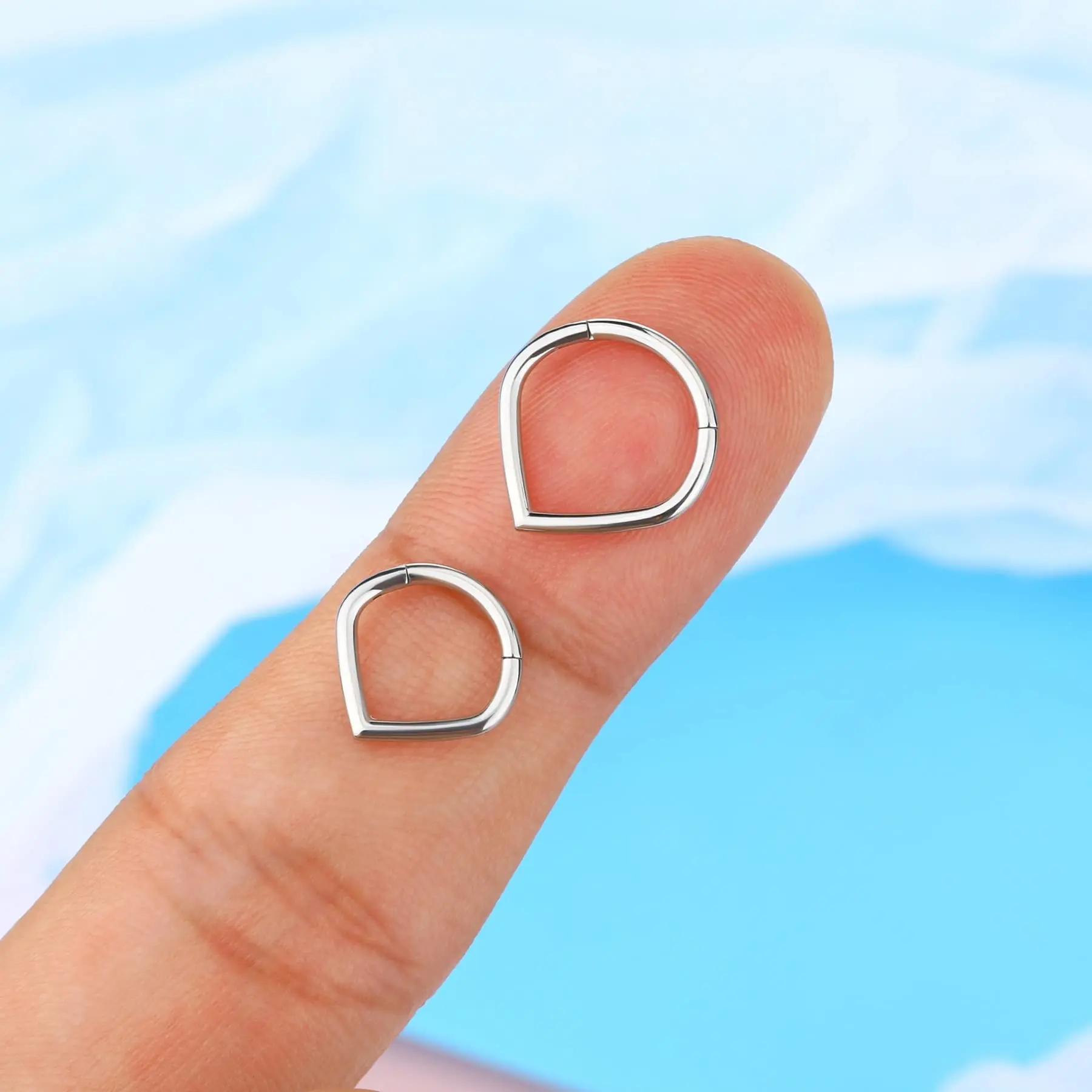 Heart Hinged Nose Ring Hoop Teardrop Septum Hoop Conch Daith Helix Ring Hoops Rook Tragus Lip Cartilage Earrings