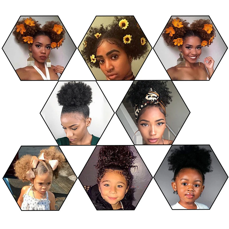 LUPU Afro Puff  Claw Clip Ponytail Kinky Curly Bun Hair Synthetic Short Extensions Hairpieces Updo Hair for Black Women Girls