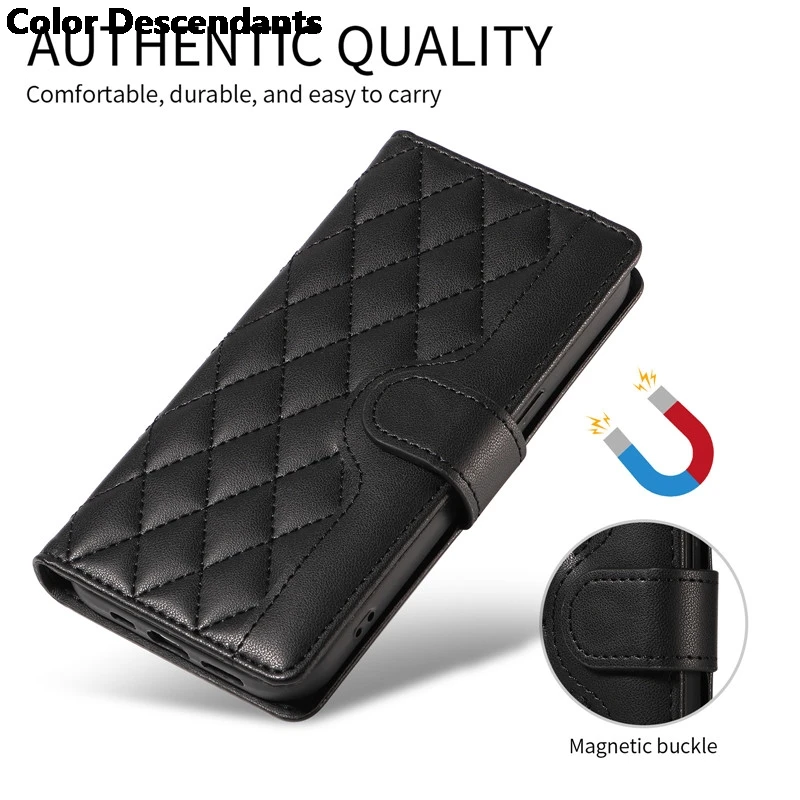Leather Wallet Card Phone Case with Lanyard - Crossbody Purse Flip Cover