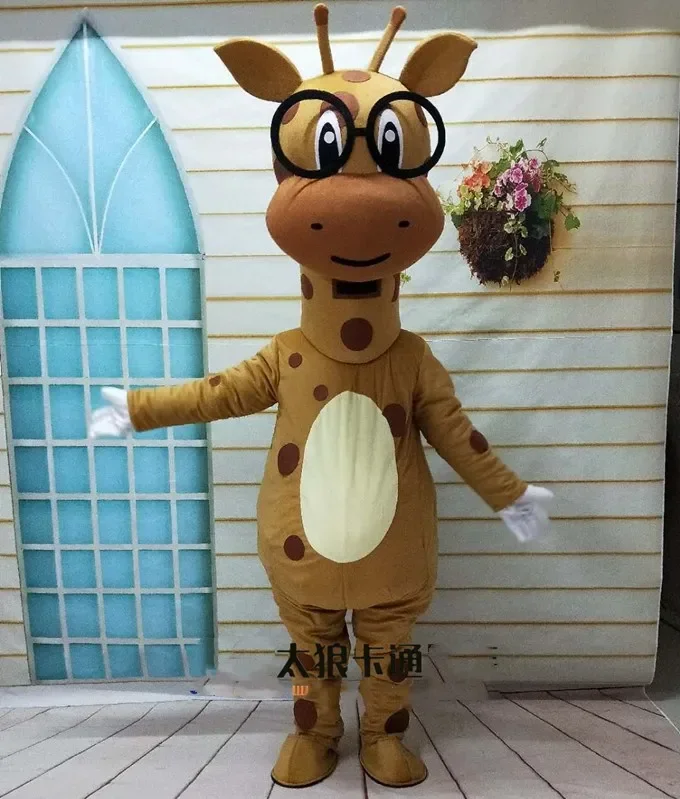 Giallo Giraffa Giraffa Costume Della Mascotte Adulto Personaggio Dei Cartoni Animati Abiti Vestito Halloween Natale Fancy Party Abbigliamento Pubblici