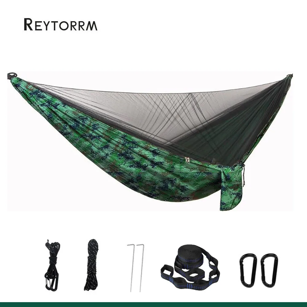 Lightweight Double Person Mosquito Net Hammock Easy Set Up 290*140cm With 2 Tree Straps Portable Hammock For Camping Travel Yard 