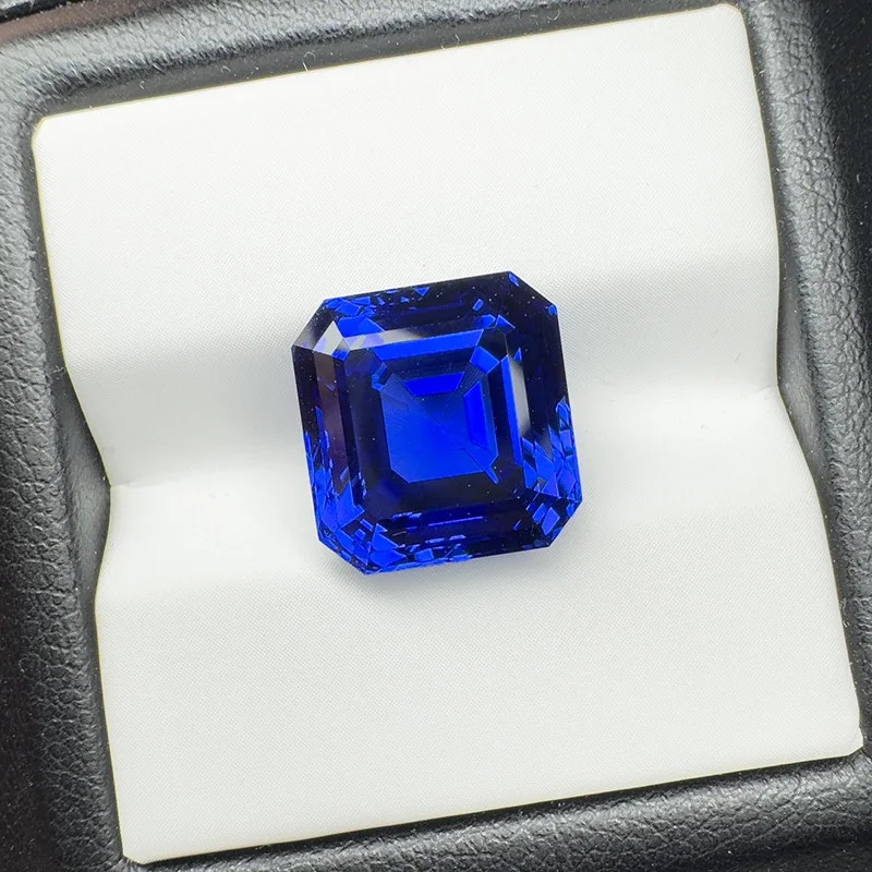 Lab Grown Sapphire Royal Blue Asscher Cut 12x12mm 12.7ct VVS1 Gemstone for Diy Jewelry Making with AGL Certificate