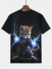 Children's Clothing Boys Cat Lightning 2024 Kids Clothes Short Sleeve Top Shirts Child T-shirt Tops T-shirty Korean Boy Spring 3