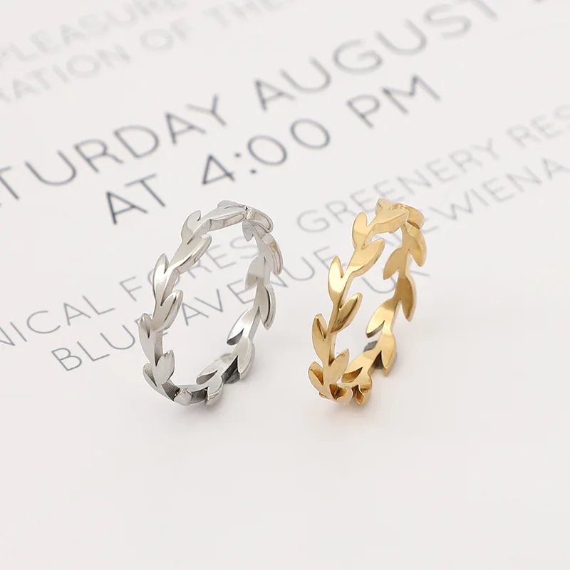 Stainless Steel Fashion Women's Open Enclose Leaf Rings Girls Botanical Women Knuckle Leaves Rings Wedding Party ins Jewelry 1