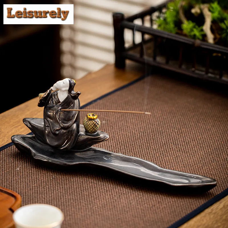 Fishing Man Incense Holder Boutique Mist Smoking Steamers Incense Burners Consecrate Censer Teaware Accessories Decoration Gift