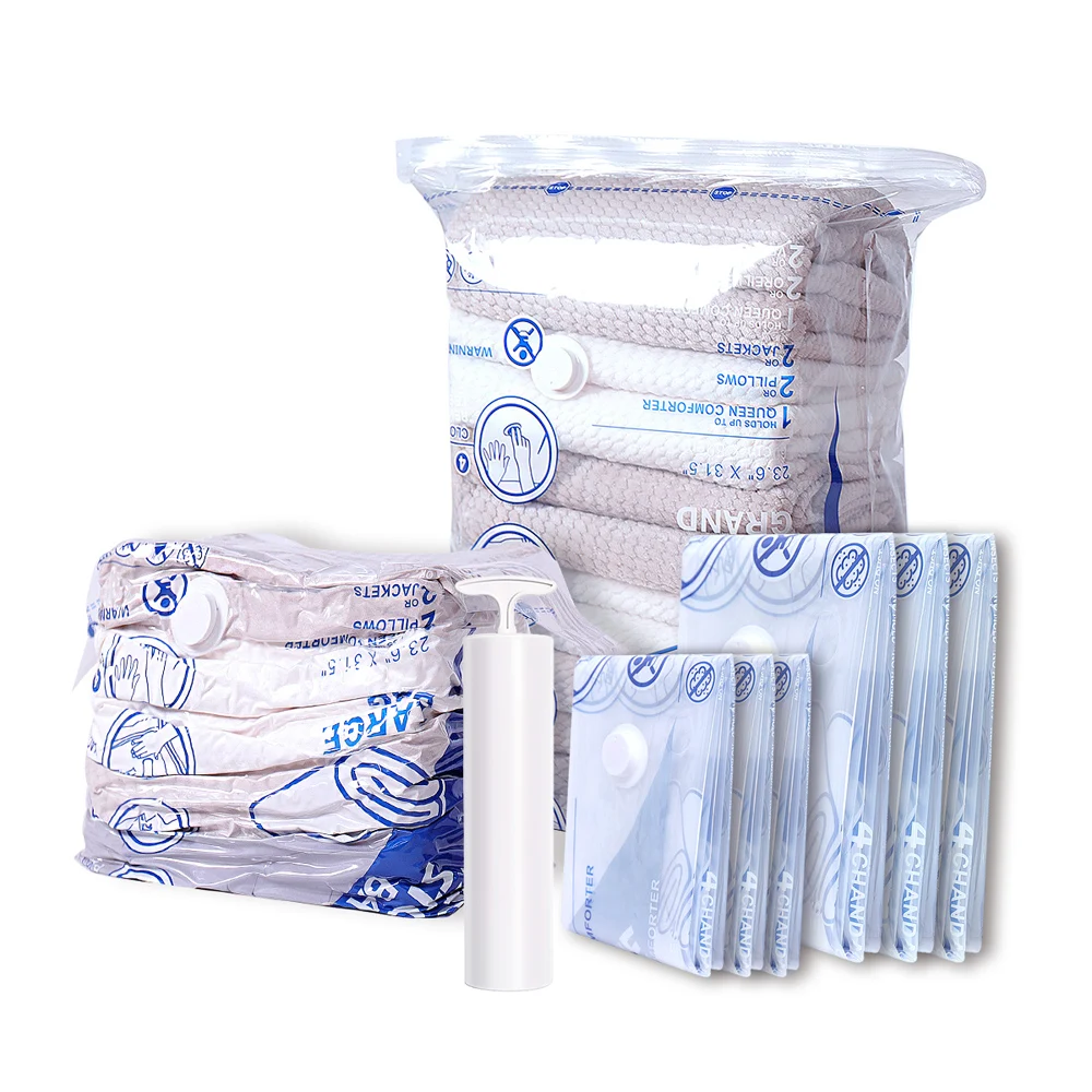 Vacuum Storage Bags. Hand-pump For Travel! Zip Seal And Seal Valve