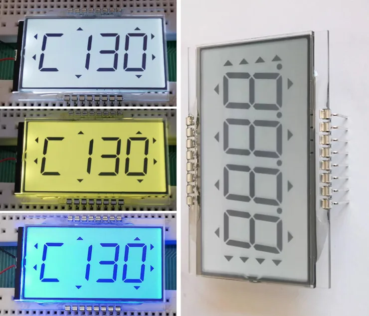 16핀 TN 포지티브 4자리 세그먼트 LCD 패널 LED 백라이트 3V