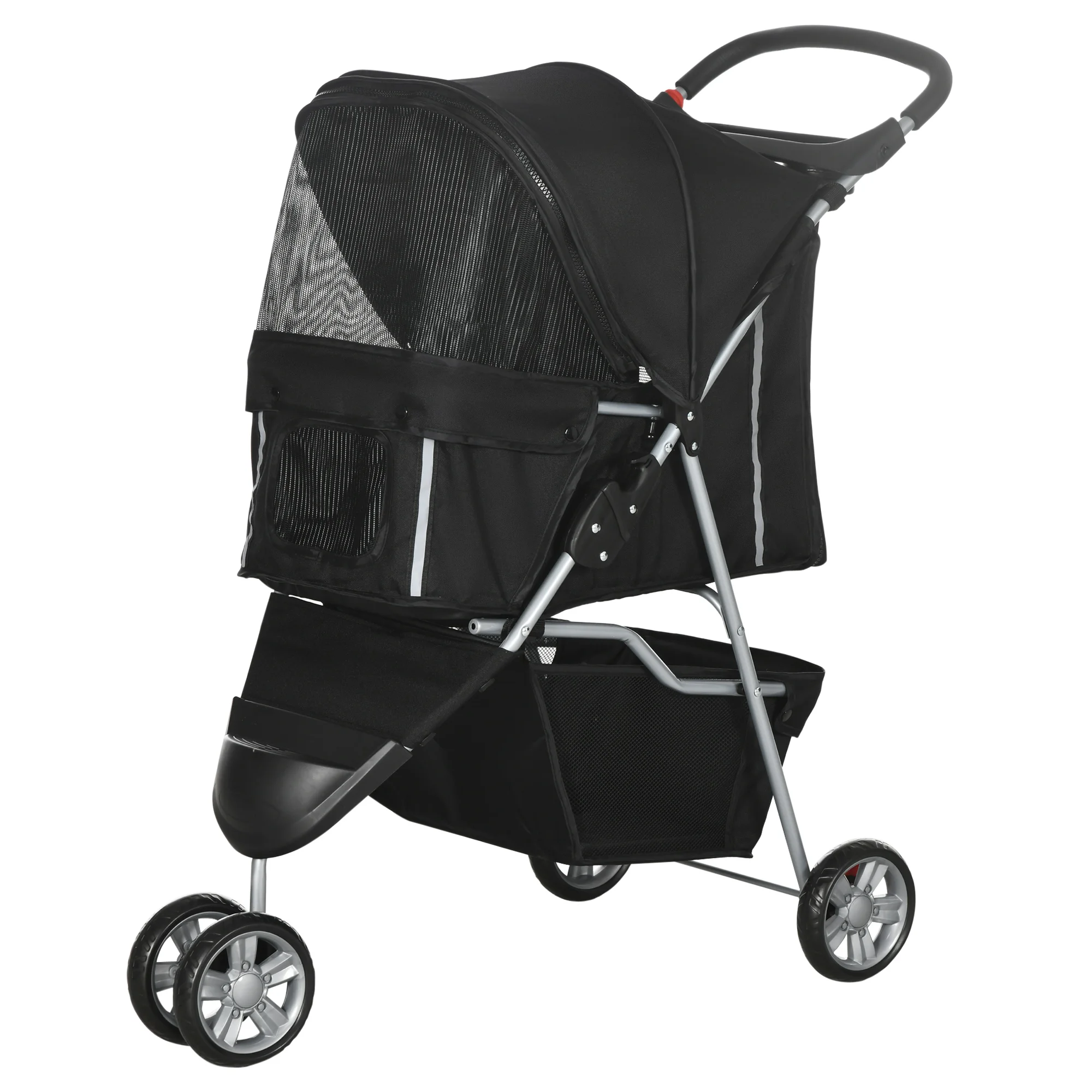 PawHut hondenbuggy, opvouwbare hondentrolley met regenhoes, geschikt