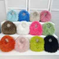 Simple Solid Color Plush Women's Shoulder Bag Fashion Chain Fake Fur Ladies Crossbody Bags Sweet Casual Female Handbags Purse