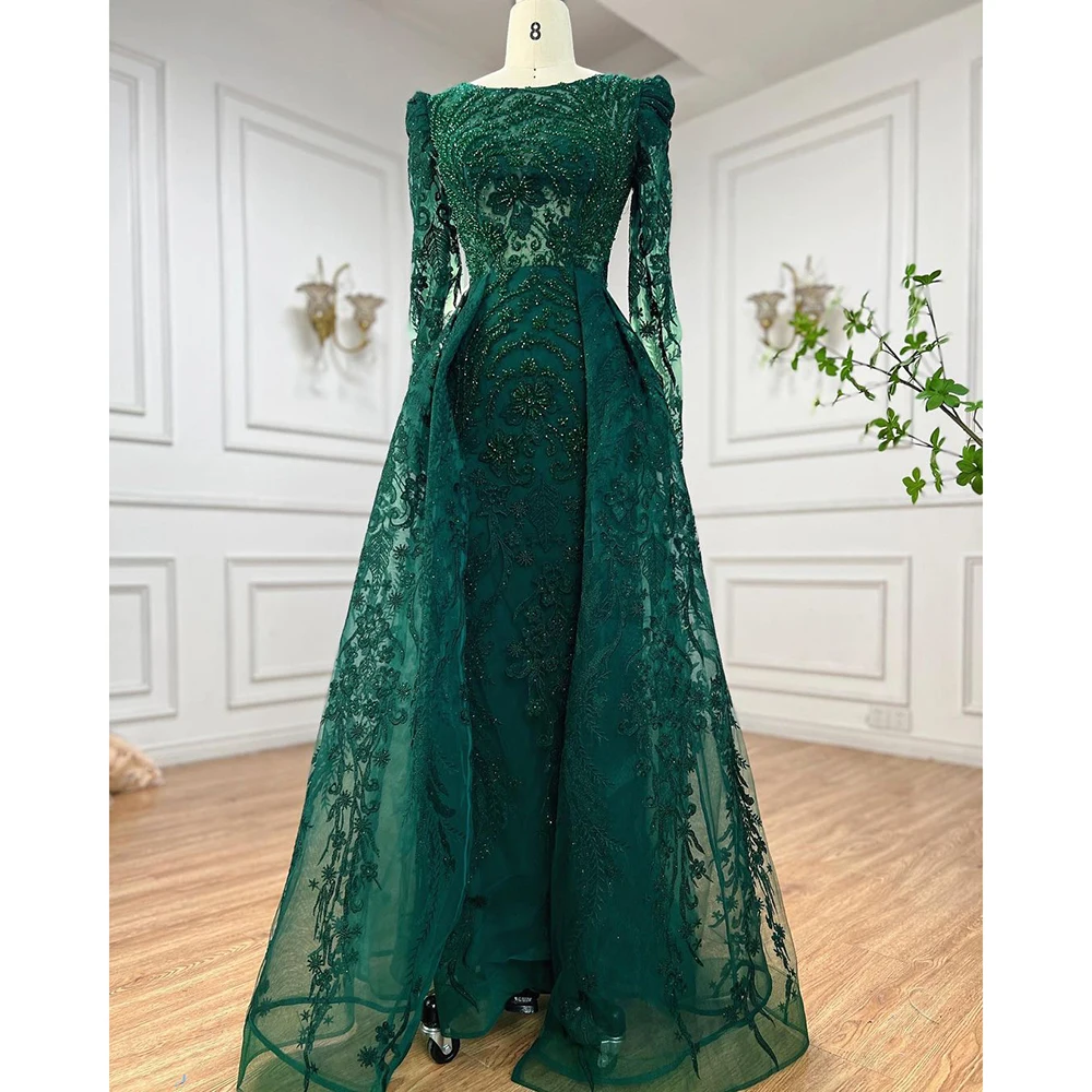 Muslim Luxury Green Mermaid Arabic Evening Dress with Overskirt Customize  Wedding Party 2025 BLA71610A Serene Hill - AliExpress 320
