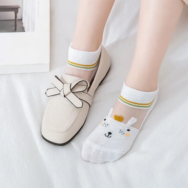 5 Pairs Girls Socks Cartoon Animal Mmesh Breathable Children Kids Socks For Summer 3