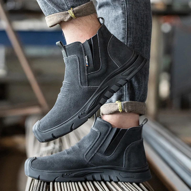 Leather Boot Men's Club Safety Shoes Large Size Mens Casual