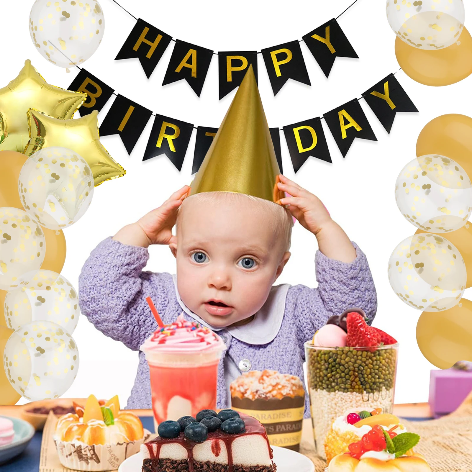 

25 X (Multi) Set 16.4ft Macaron Paper Card Happy Birthday Decorations For Birthday Party Birthday Decorations Happy Birthday