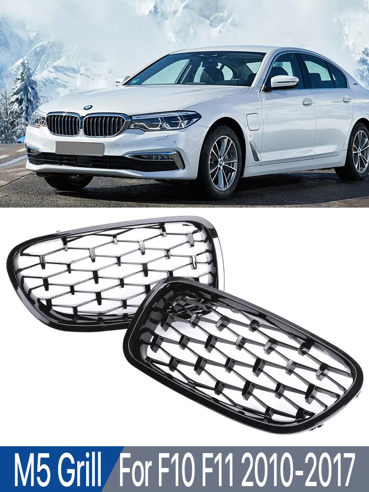 

Grill Diamond All Black Design Front Bumper Kidney Sport Grille For BMW 5 Series F10 F11 F18 M5 2010-2015 Car Accessories
