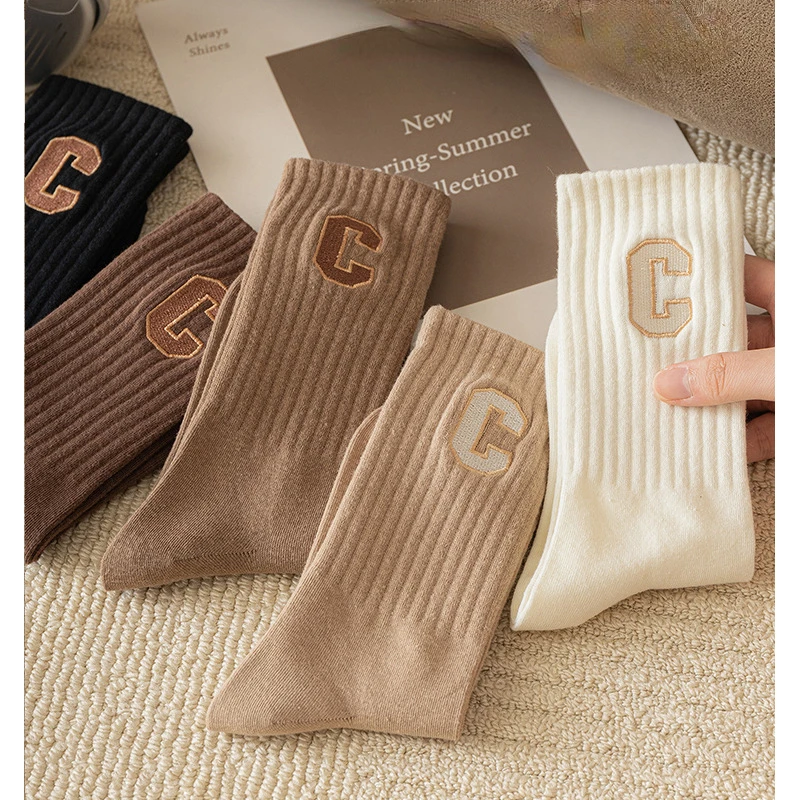 

Socks Women's Mid-tube Cotton Cute Japanese Trend Korean Style Multicolored Pile Solid Autumn and Winter Stockings