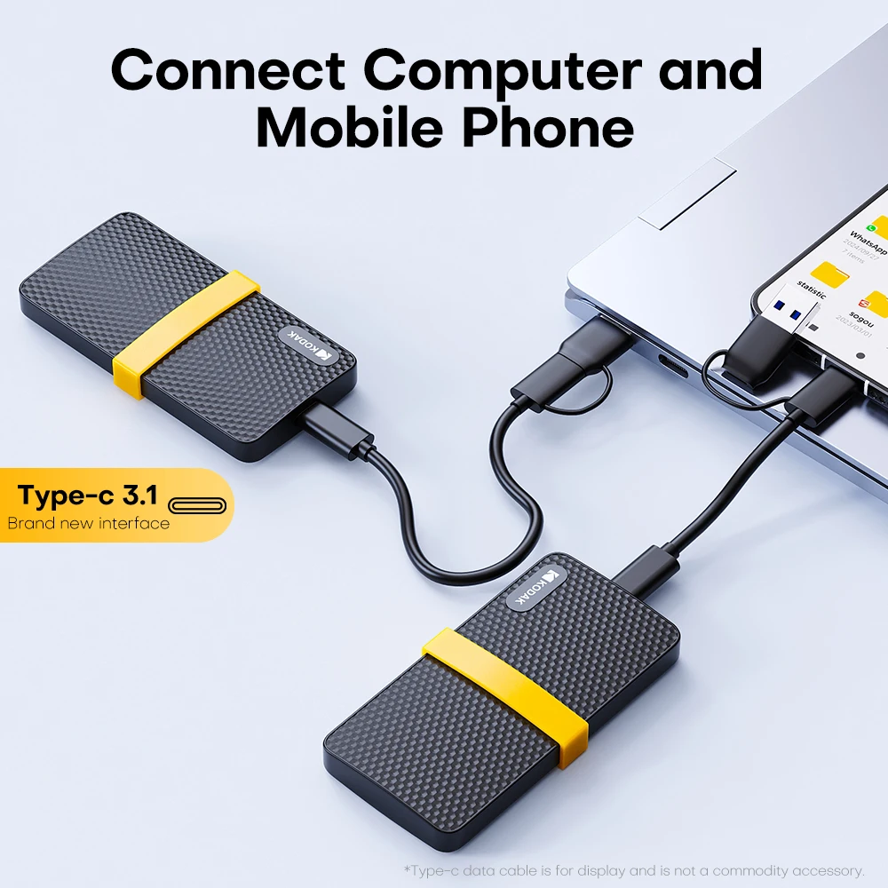 كوداك-محرك أقراص صلبة خارجي ، قرص صلب محمول ، قرص SSD ، نوع C ، USB ، 1 ، من من من من من نوع GB ، مناسب لأجهزة الكمبيوتر المحمولة ، هاتف ذكي ، كمبيوتر شخصي ، X200