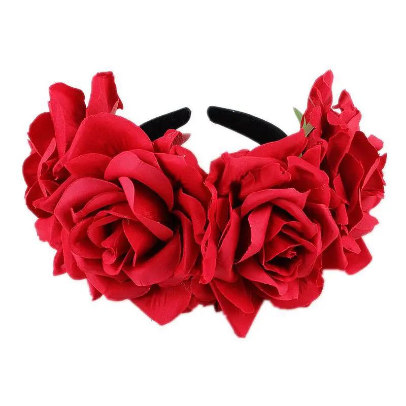 Halloween Rote Rose Haar Band hairhoop Cosplay Kostüm Party Flanell Blumen Krone Stirnband Festival Haar Girlande Hochzeit Headpie – Detail 38