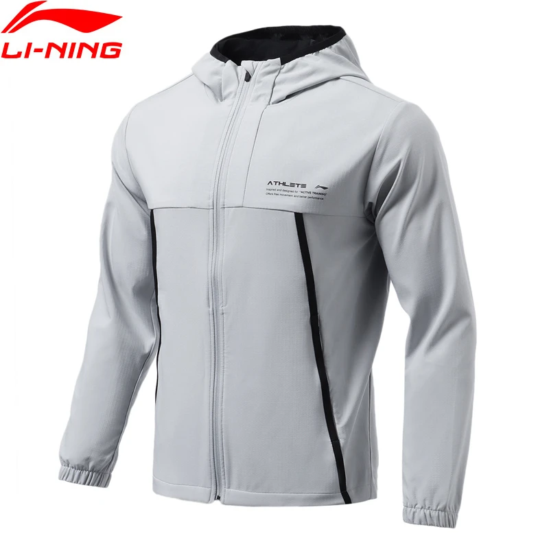  Li-Ning Men Fitness Windbreaker 100% Polyester Regular Fit Pockets Hood LiNing Training Sports Hooded Jacket AFDR353 