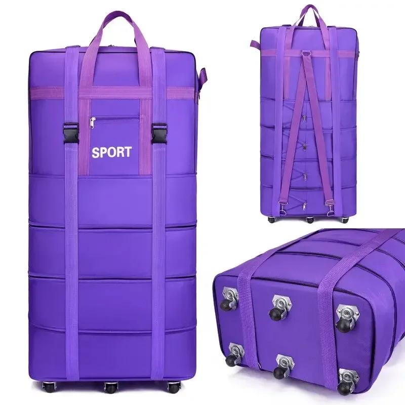 Airline Checked Bag Oxford Large Capacity Travel Universal Wheel Foldable Luggage Moving Storage Bag Rolling Packing Cubes