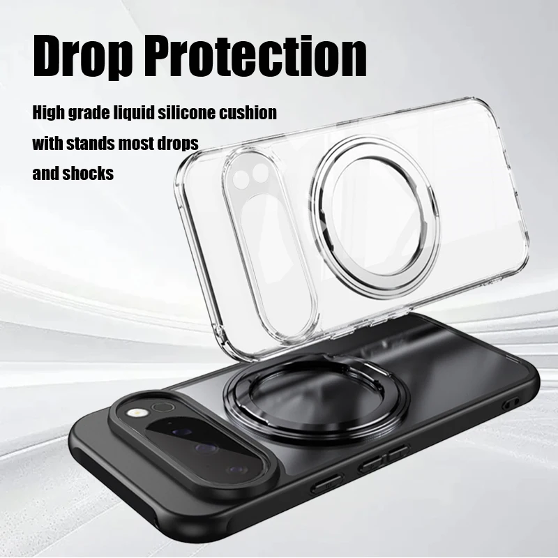 Magnetic 360° Rotating Bracket Phone Case - Slim Shockproof Matte Back Cover