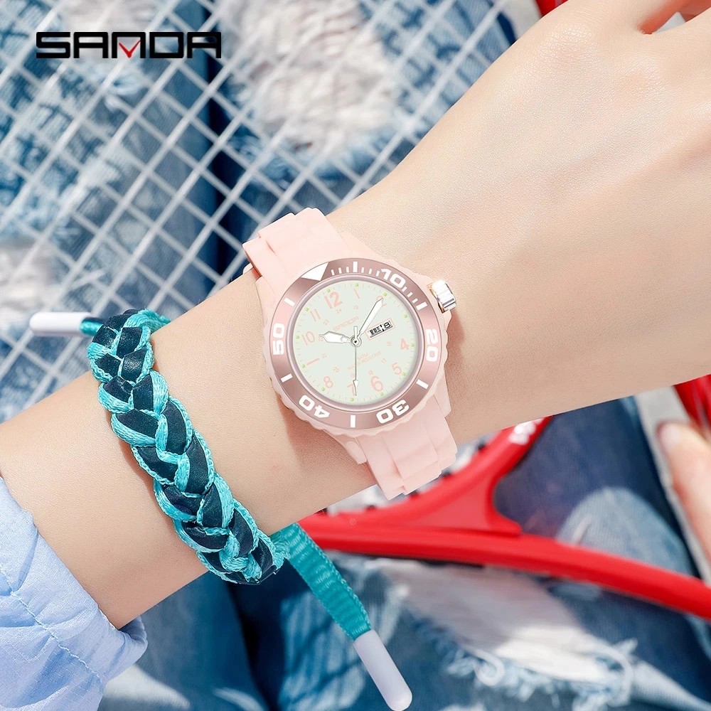 2023 SANDA 1053 Ladies Sport Watch Big Number Luxury Quartz Watches