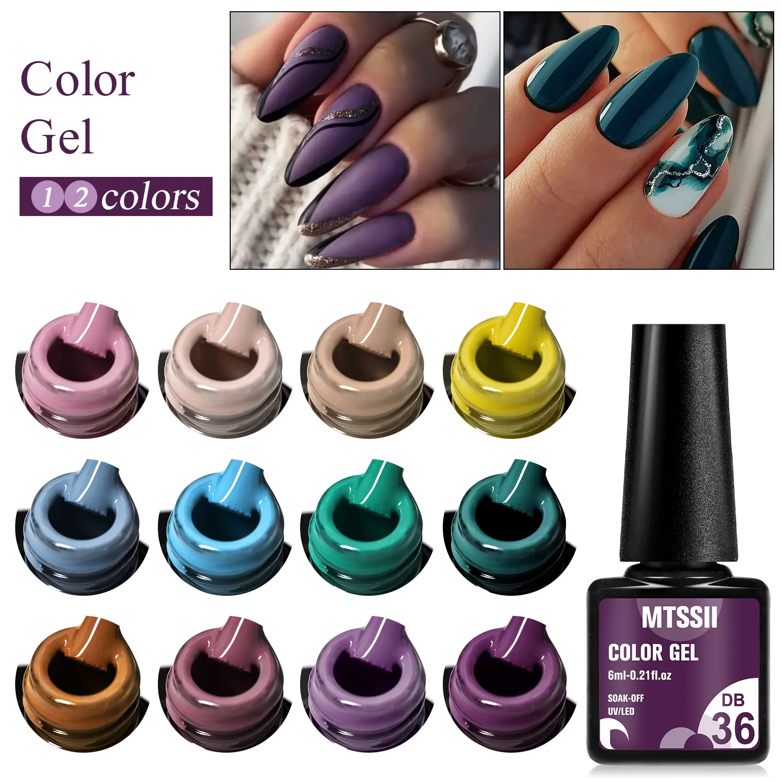 12PCS/SET 6ml Color Nail Gel Polish Set Kits Base Top Coat Varnish Soak Off UV LED Art Gel Semi Permanent All For Manicure 4