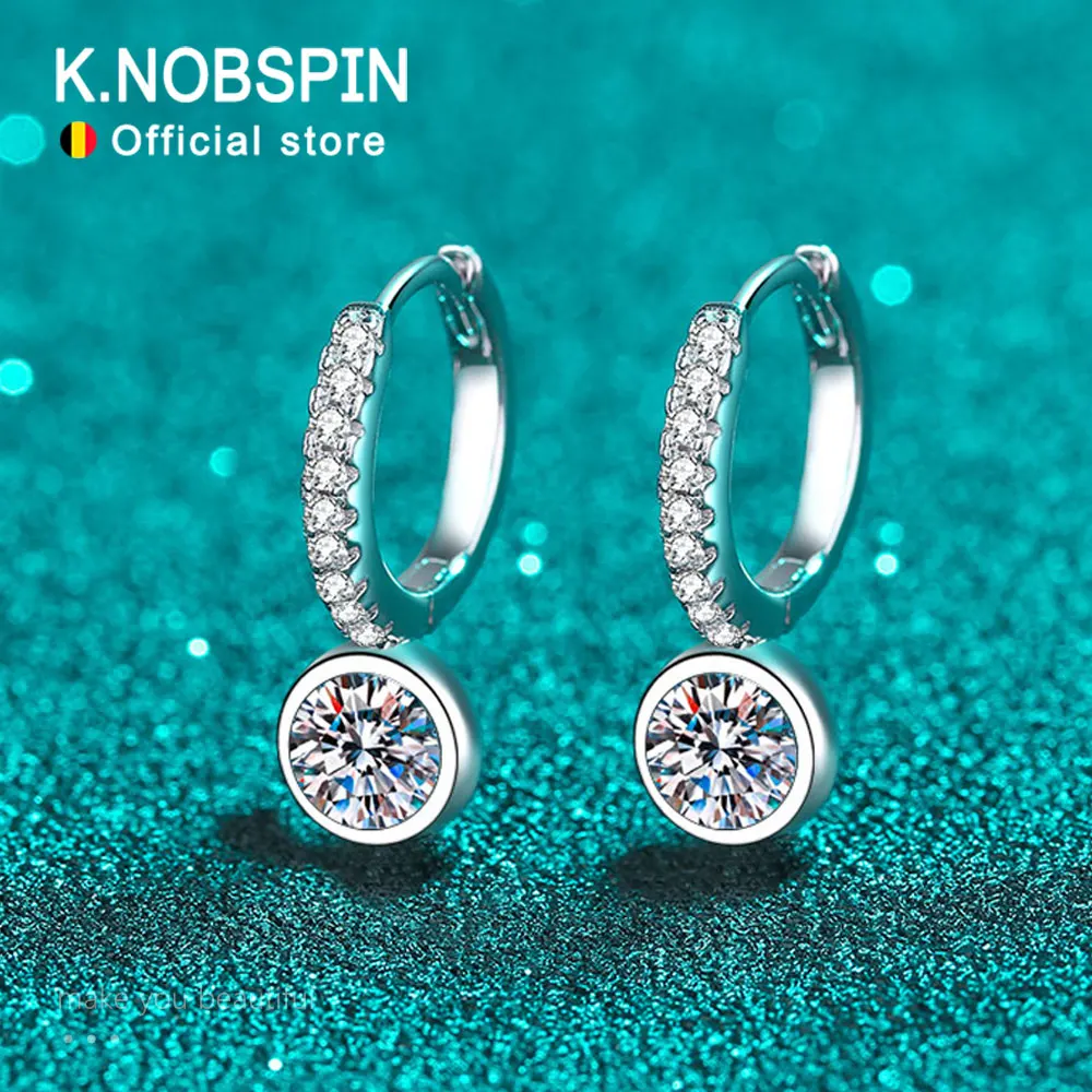 

KNOBSPIN 5mm D Color Moissanite Pendant Earring Lab Diamond GRA Certified Fine Jewelry 925 Sterling Silver Earring for Women Man