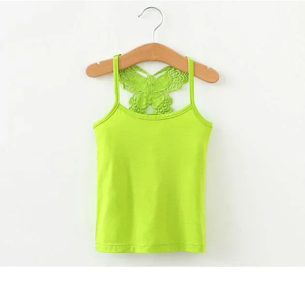 YLSDY Girls Summer Basic Cotton Tank Top Spaghetti Strap Camisole Undershirt Basic Tank Tops Undershirts Kids Strap Vest Pink 4 Years