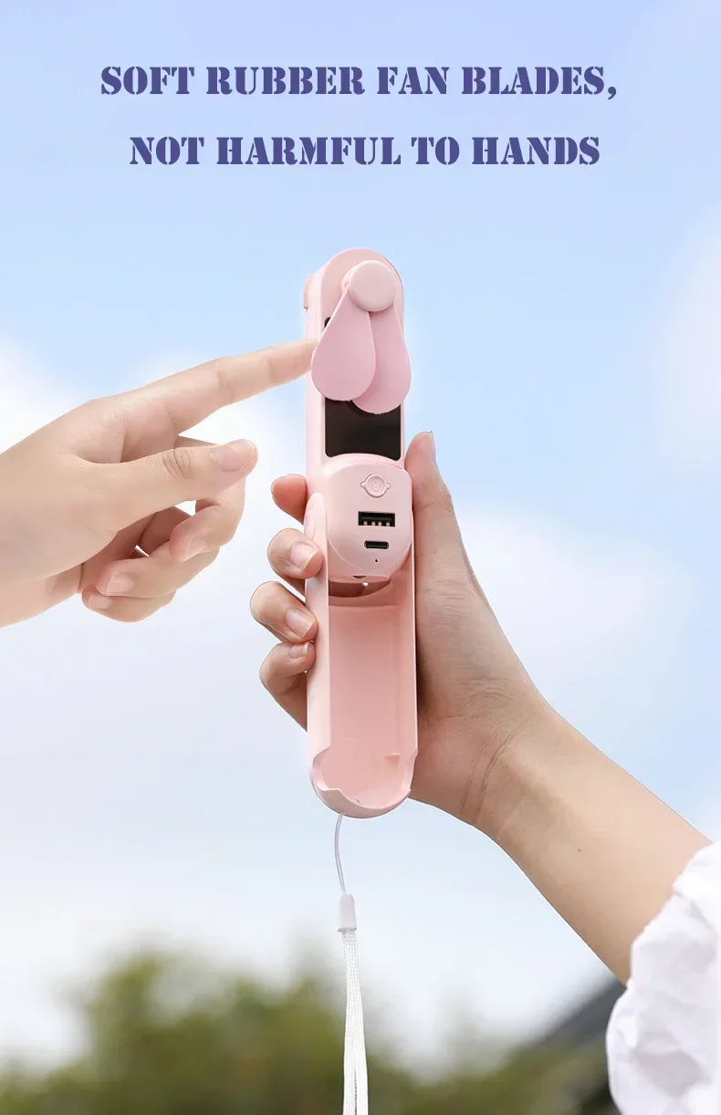 New Handheld Electric Fan USB Desktop Fan with LED Light Portable Mini Small Fan Mobile Phone Charging Bank Phone Stand Students 18 Scea250f8b2a14c40be895277ae7363baS