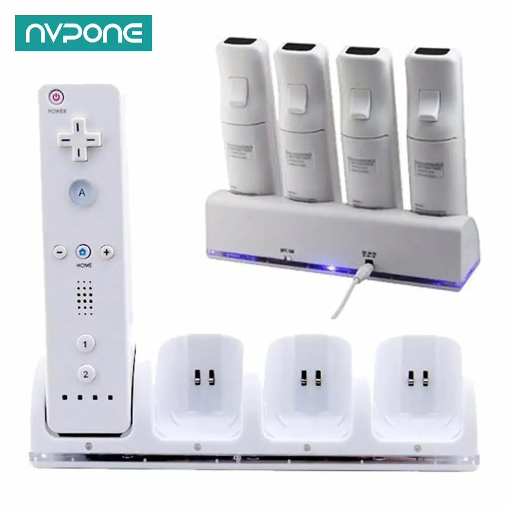 ForNintendoWiiGamepadBatteryChargerwith2pcs4pcsRechargeable