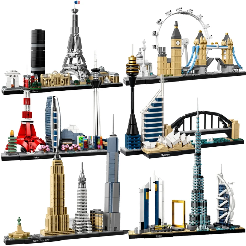 Building Blocks New York London Pairs Dubai Lanmark City Skyline Building Blocks 21052 21044 21028 21034 21032 21027 Construction Bricks Set
