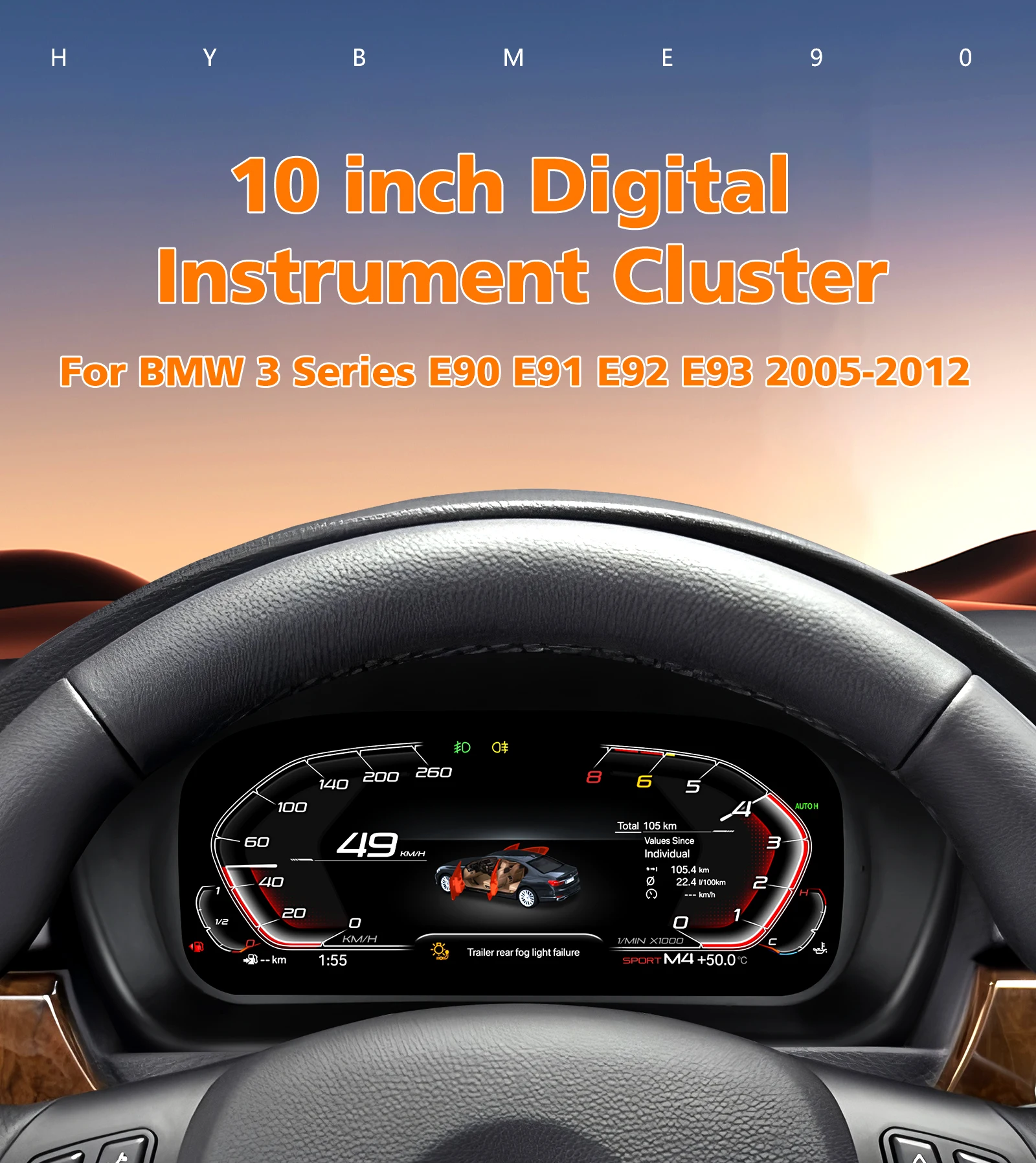 Panel de Instrumentos Digital 1920*720 para BMW Serie 3 E90 E91 E92 E93 2005 - 2012, Velocímetro, Cabina Virtual 1