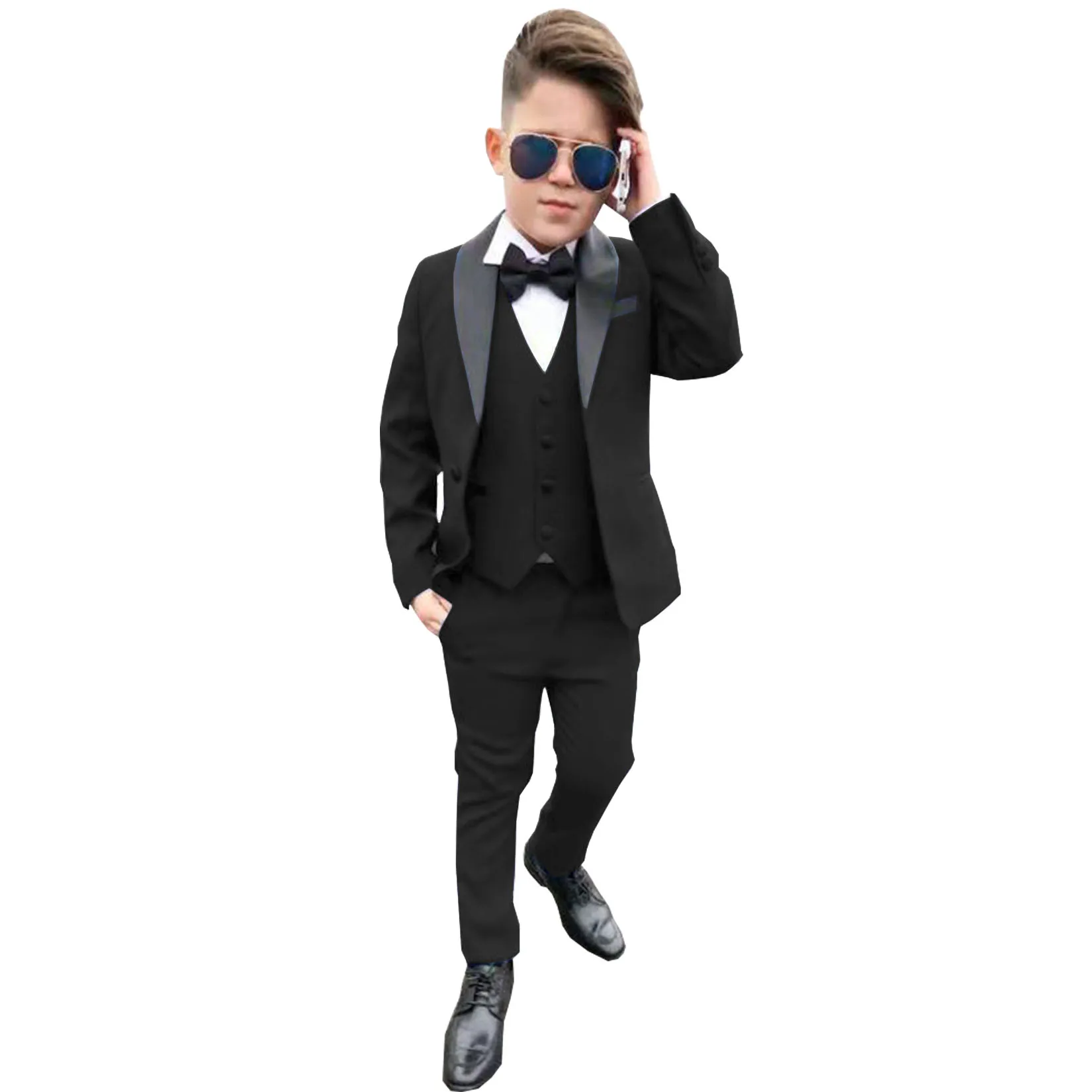 Boys Wedding Suit Teenager Kid Formal Tuxedo Bowtie Dress Children Blazer Party Performance Costume