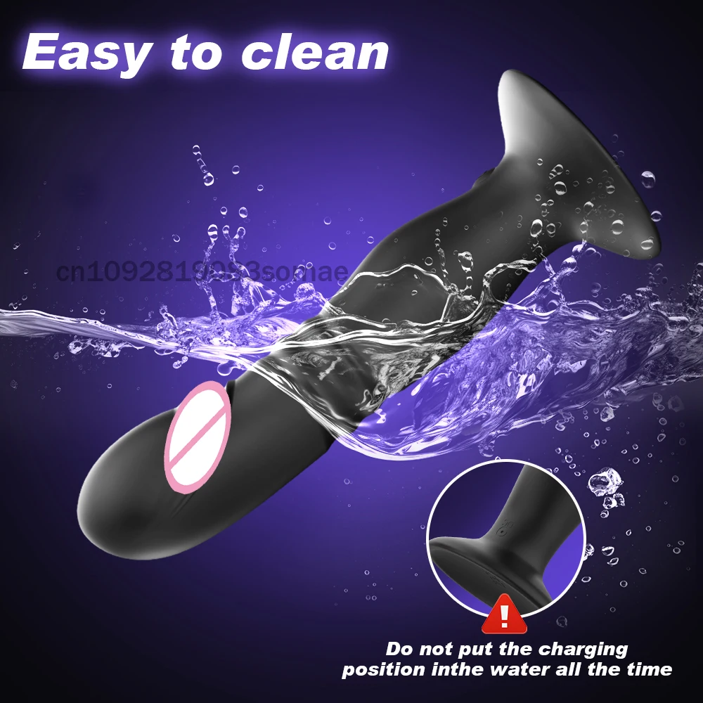 Thrusting Anal Plug Vibrator Wireless Control Prostate Massager Butt Plug Vibrating Suction Cup Dildo Adult Sex Toys For Men