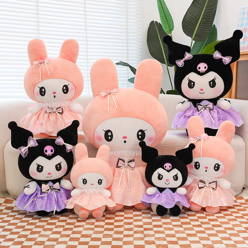60CM Sanrio Plushies Dolls Cartoon Kuromi Dress Stuffed Big Plush