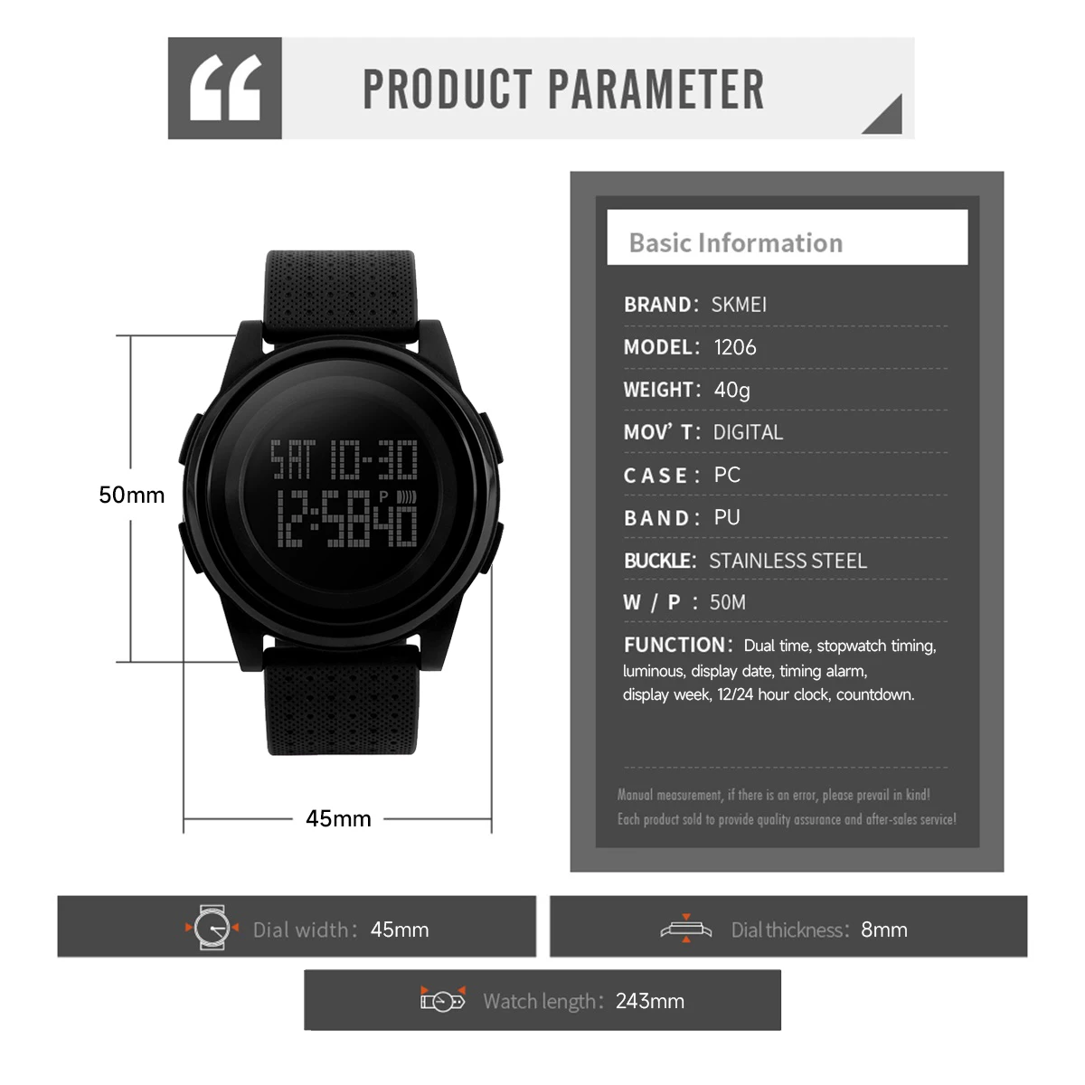 SKMEI Men Women LED Digital Watch Sport Thin Watches