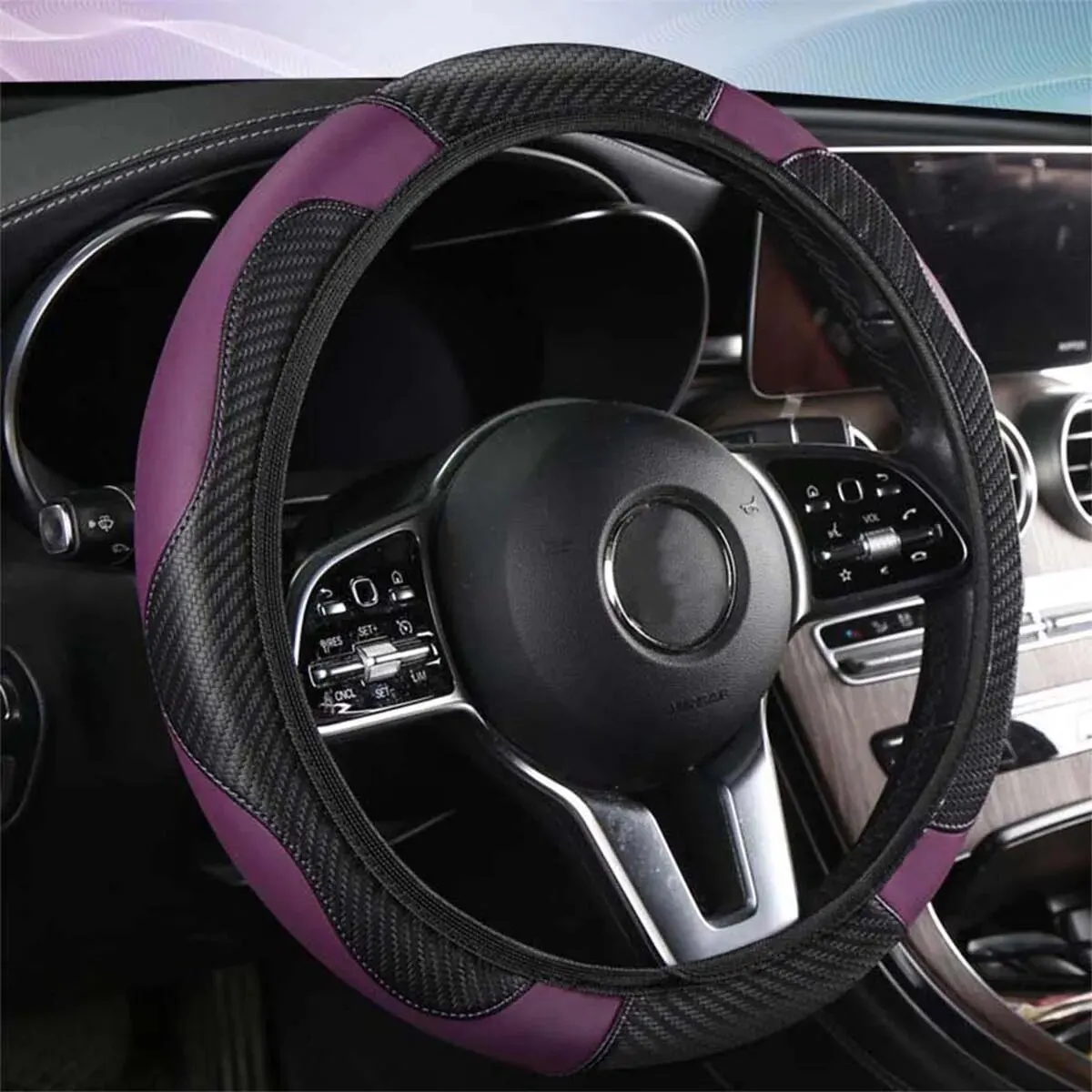 Steering Wheel Cover Non-inner-ring Automobile Steering Wheel Cover Leather Four Seasons for Spring Summer Autumn Winter for Men and Women