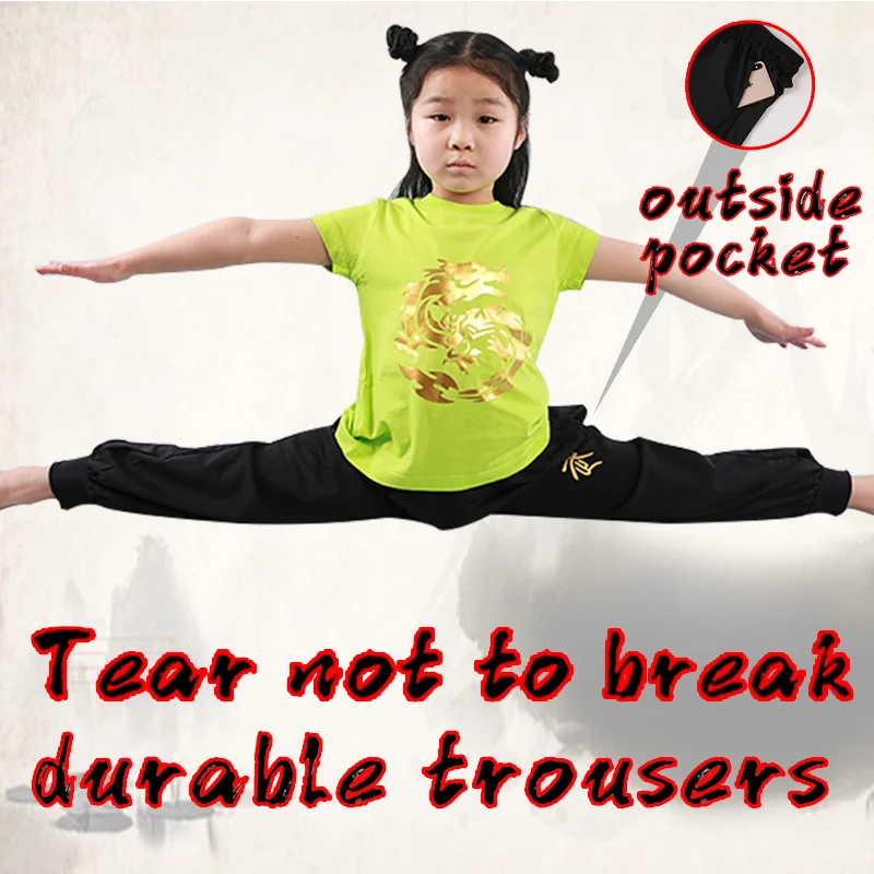 boy's and girl's Chinese Kung fu Training pants children's Martial arts Tai chi pants loose kids Wing chun ving Tsun trousers