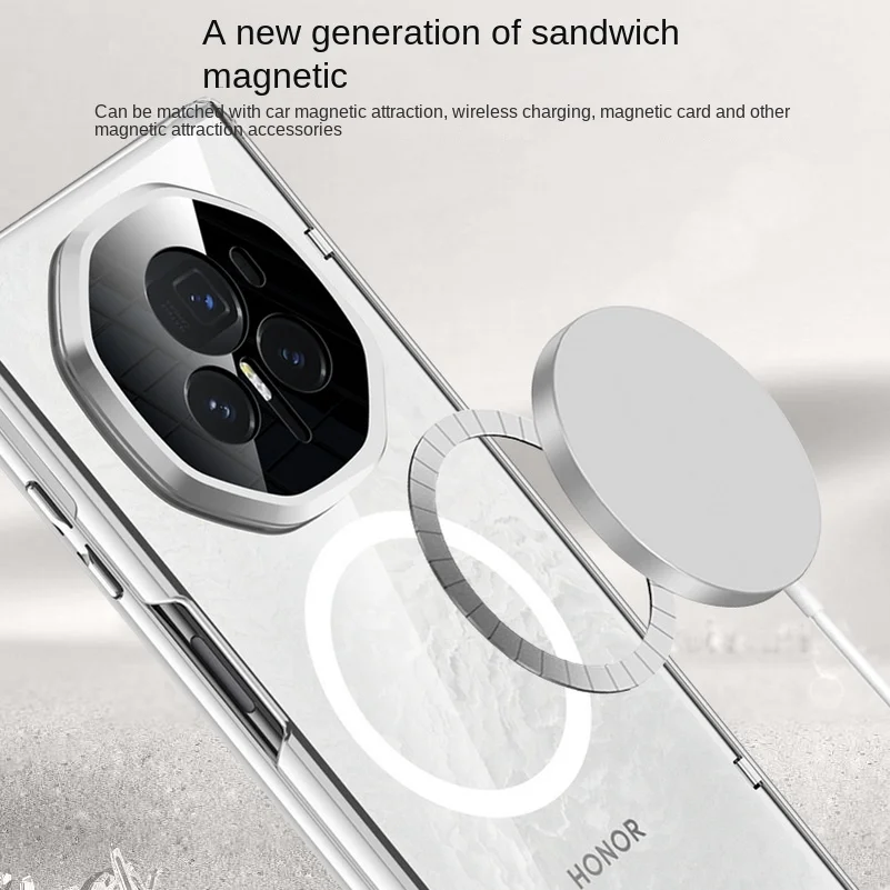 MagSafe Magnetic Transparent Privacy Screen Tempered Glass Protector with Spring Hinged Back Cover