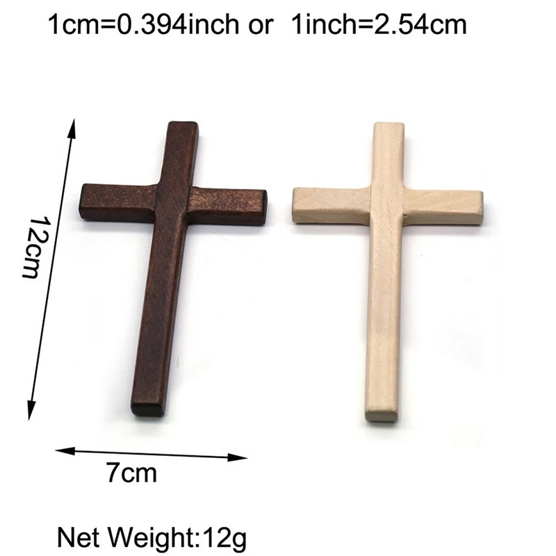 Two-Tone Wooden Hanging Crucifix Wall Decor, 12cm