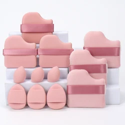 12 - Piece Versatile Makeup Sponge Collection with Loose Powder Puffs, Air Cushion Puffs, and Beauty Blenders (Dark Brown)