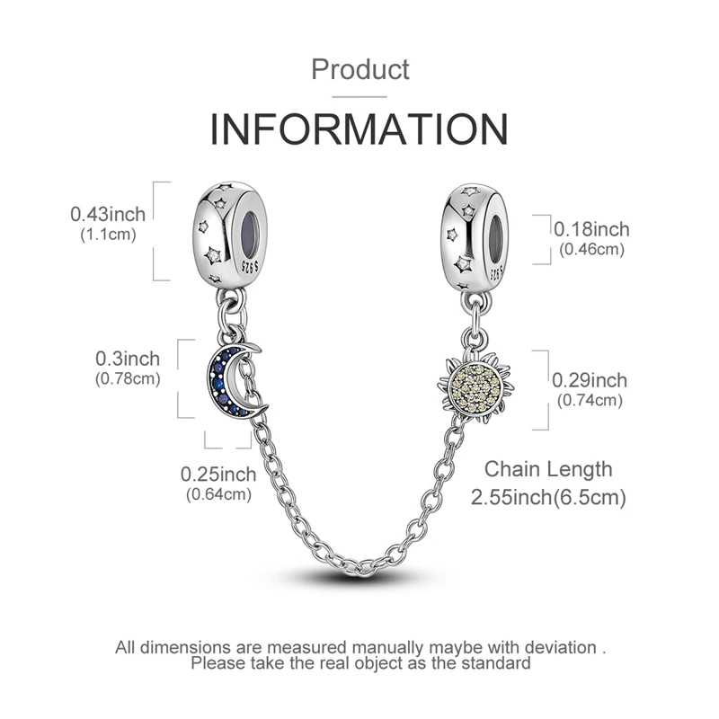Silberne Sicherheitskette aus 925er Silber mit Herzband-Sicherheitskette, Charm-Perlen, passend für Original-Armbänder, DIY-Schmuck – Detail 22