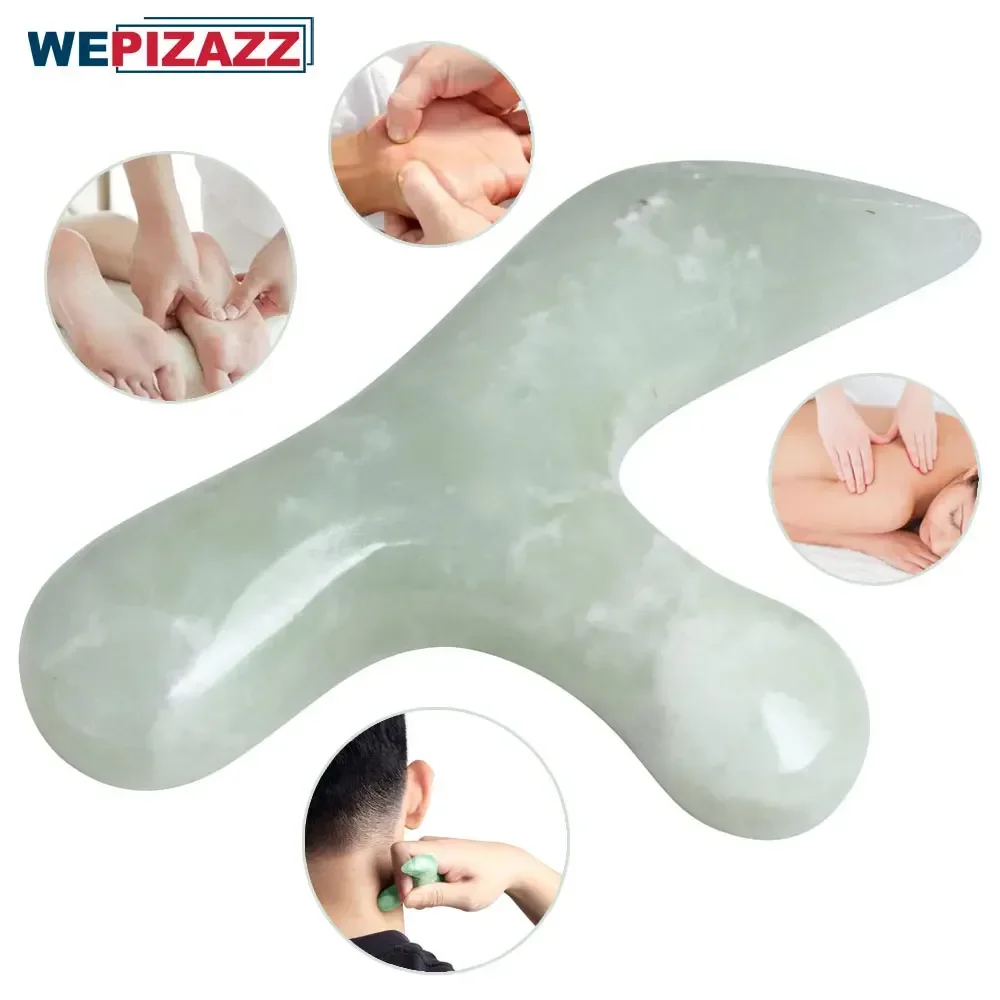 Reflexology Tool Natural Jade Therapy Massage Tools, Widely Used As Head Neck Hand Waist Calf Leg Foot Massager, High Usefulness