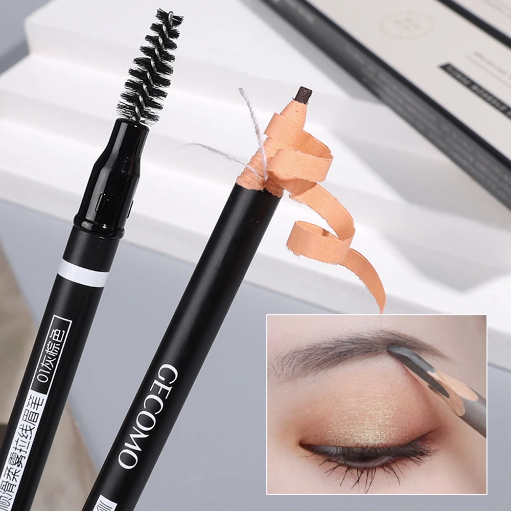 Matita Per Sopracciglia Double-End Tattoo Waterproof Long Lasting Black Brown Pull Line Eye Brow Pen Enhancers Cosmetici Per Il Trucco Coreano