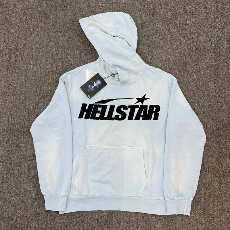 

2024ss Blue Washed Men Hoodies 1:1 Top Quality Logo Printing Oversized Hoodies